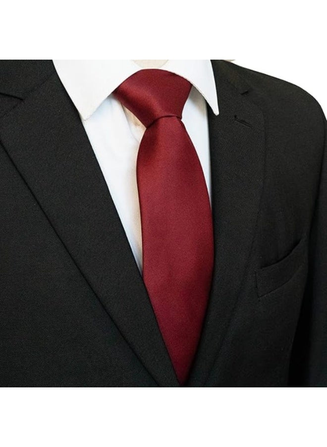 FAYET Men’s 4-Piece Solid Color Slim Necktie Set, 5cm Jacquard Satin Casual Ties for Business, Formal Events - Image 4
